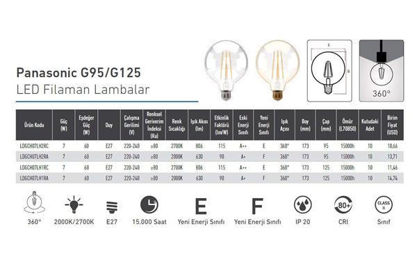 Panasonic E27 Led Filaman G125 Lamba